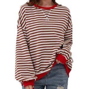 Striped Oversized Crewneck Sweatshirt NWT